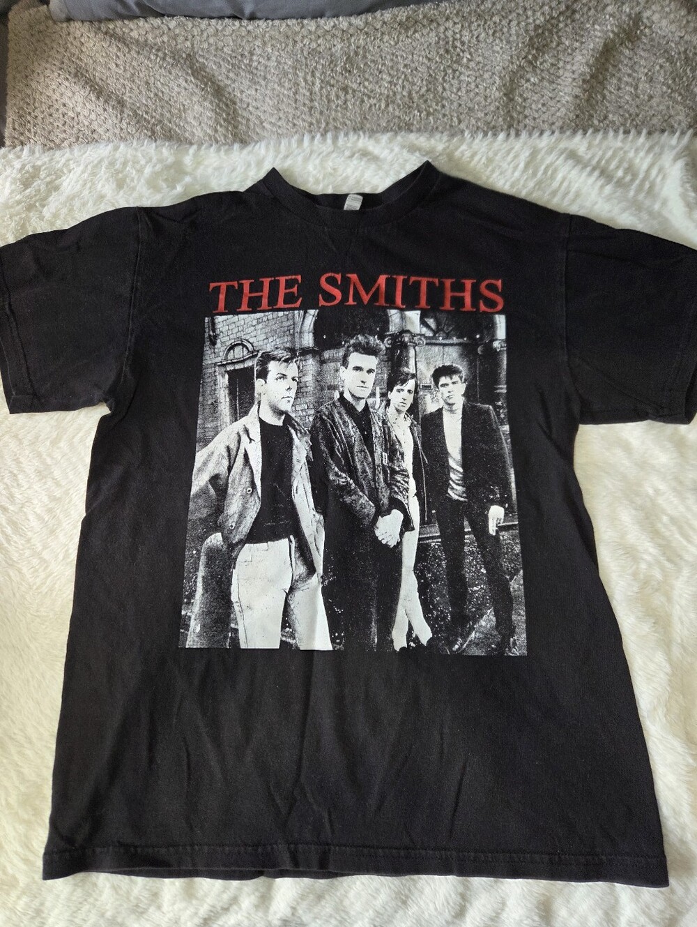 Alstyle Black Short Sleeve Tee with Red THE SMITHS Graphic